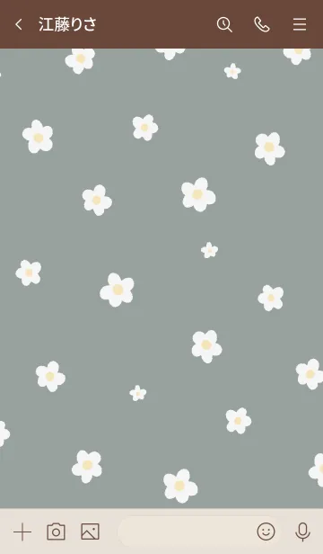 [LINE着せ替え] シンプル 小花柄 オリーブグリーンの画像3