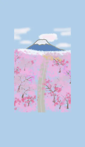 [LINE着せ替え] 富士山シリーズ-美しい桜と富士山の画像1