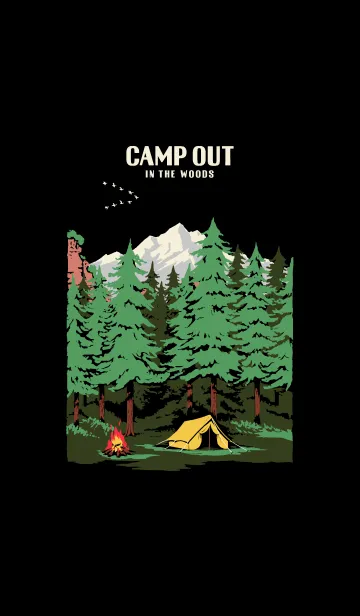 [LINE着せ替え] キャンプアウト ～森の中～ ブラックの画像1