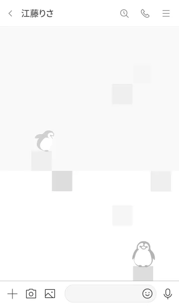 [LINE着せ替え] ペンギン + シカク/白01.v2の画像3
