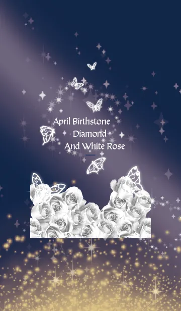 [LINE着せ替え] ネイビー : 4月のダイヤモンドと蝶の画像1