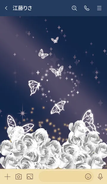 [LINE着せ替え] ネイビー : 4月のダイヤモンドと蝶の画像3