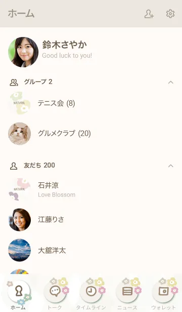 [LINE着せ替え] くすみカラー花々 ホワイト2の画像2