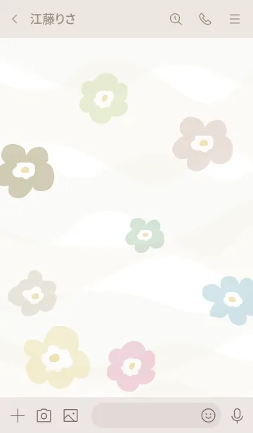 [LINE着せ替え] くすみカラー花々 ホワイト2の画像3