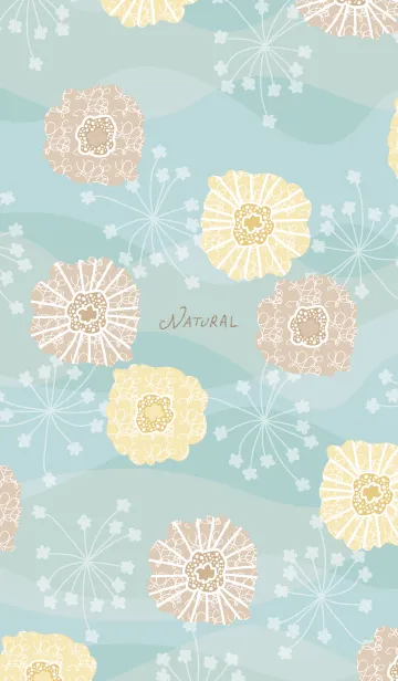 [LINE着せ替え] ベージュ系 花 ブルー5の画像1