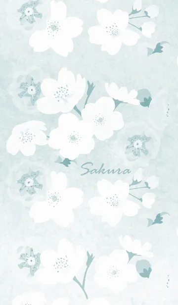 [LINE着せ替え] ～桜～水彩風♪ブルー2の画像1