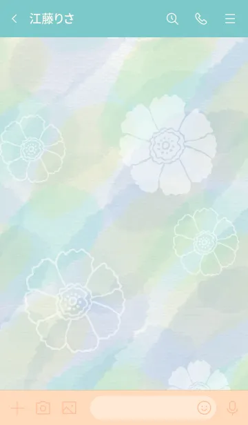 [LINE着せ替え] 花 水彩 ブルー2の画像3