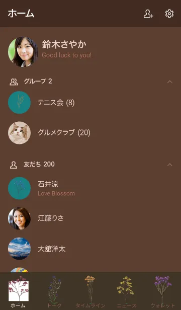 [LINE着せ替え] 茶色と緑 : ドライフラワーの画像2