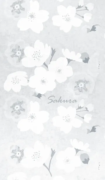 [LINE着せ替え] ～桜～水彩風♪グレー2の画像1