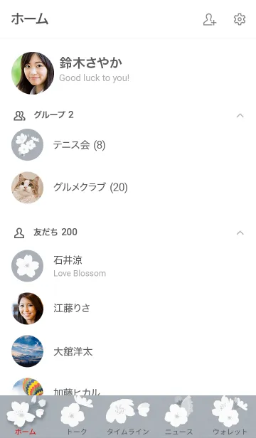 [LINE着せ替え] ～桜～水彩風♪グレー2の画像2