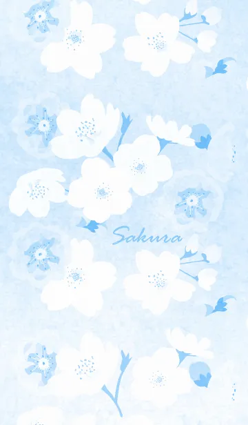 [LINE着せ替え] ～桜～水彩風♪ブルー3の画像1