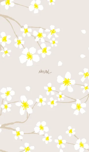[LINE着せ替え] 白い花咲く ベージュ5の画像1