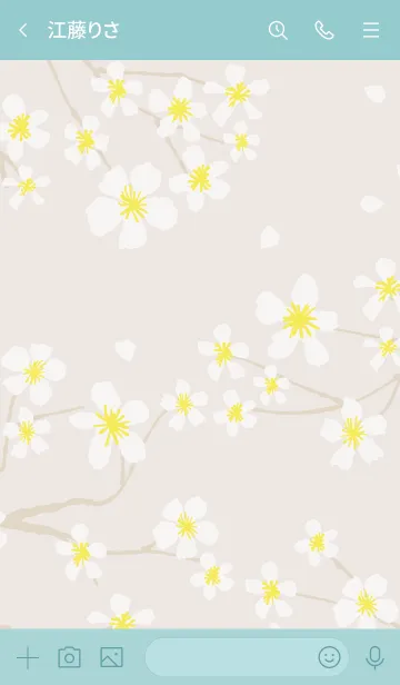 [LINE着せ替え] 白い花咲く ベージュ5の画像3