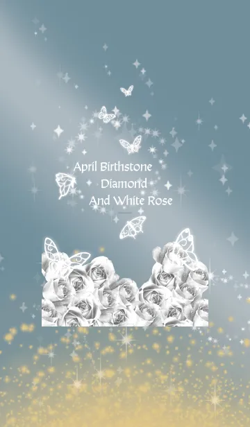 [LINE着せ替え] ベージュと青 : 4月のダイヤモンドと蝶の画像1