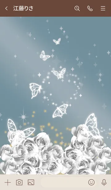 [LINE着せ替え] ベージュと青 : 4月のダイヤモンドと蝶の画像3