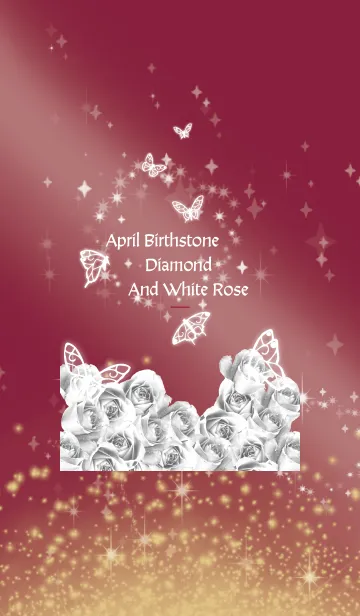 [LINE着せ替え] ボルドー : 4月のダイヤモンドと蝶の画像1