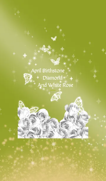 [LINE着せ替え] 黄緑 : 4月のダイヤモンドと蝶の画像1