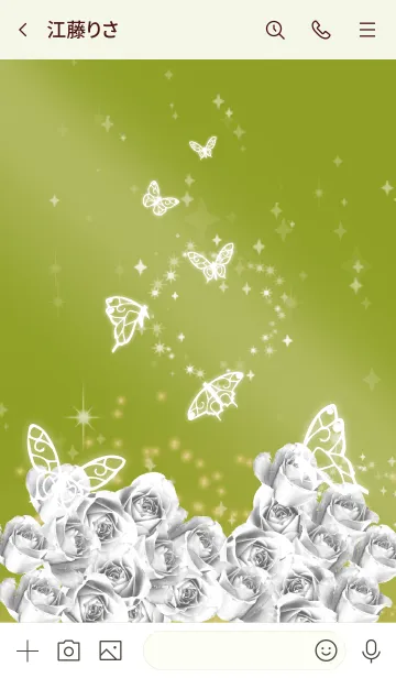 [LINE着せ替え] 黄緑 : 4月のダイヤモンドと蝶の画像3