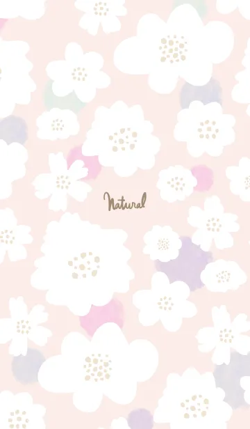 [LINE着せ替え] 白いお花と水玉 ピンク2の画像1