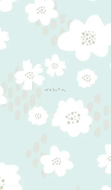 [LINE着せ替え] 白いお花と点々 グリーン5の画像1