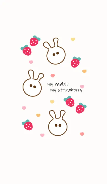 [LINE着せ替え] Rabbit & Strawberry 2の画像1