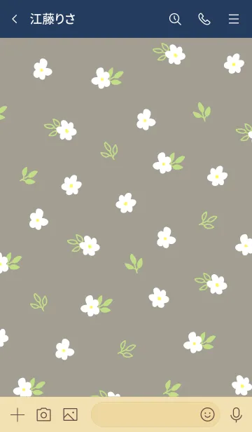 [LINE着せ替え] 白い小花 グレージュの画像3