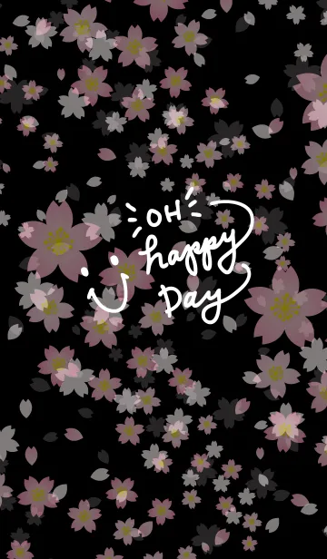 [LINE着せ替え] スマイル桜-黒背景4-の画像1