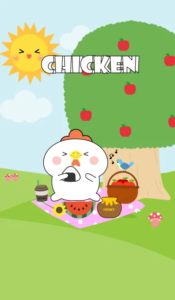 [LINE着せ替え] Happy White Chicken Picnic Theme (JP)の画像1
