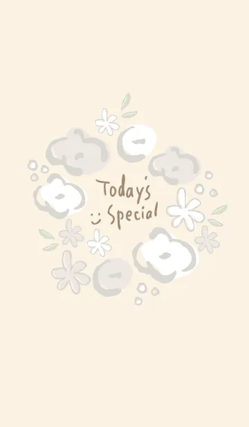 [LINE着せ替え] 手書きお花リース ベージュの画像1