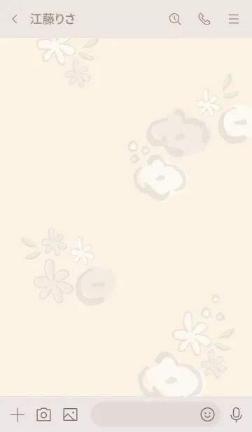 [LINE着せ替え] 手書きお花リース ベージュの画像3