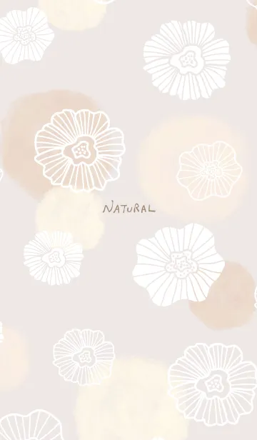 [LINE着せ替え] 花と水彩丸 ベージュの画像1
