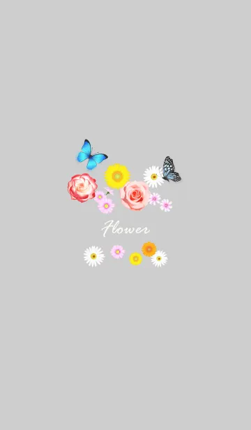 [LINE着せ替え] お洒落な花♬グレーの画像1