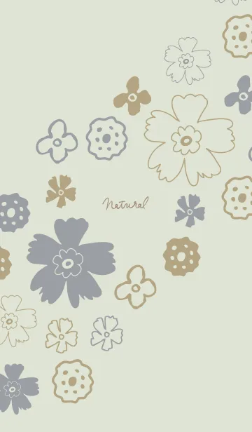 [LINE着せ替え] 手書き花 くすみグリーン2の画像1