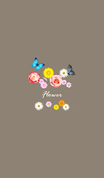 お洒落な花♬ブラウン2の着せ替えメイン画像