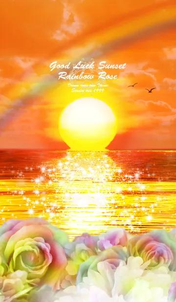 [LINE着せ替え] 運気が上がる夕日と虹色薔薇の着替えの画像1