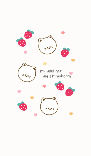 [LINE着せ替え] Cute cat & Strawberry 3の画像1