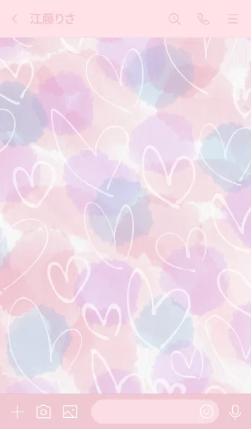 [LINE着せ替え] 水彩ピンク2白ハートスマイルの画像3