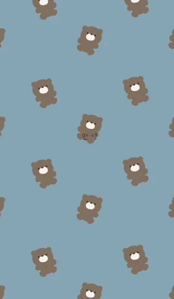 [LINE着せ替え] ブルーベージュとくまだらけ。韓国語。の画像1