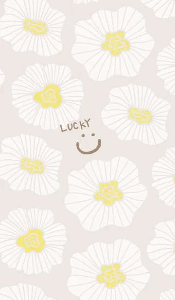 [LINE着せ替え] 白い花舞う ベージュ5の画像1