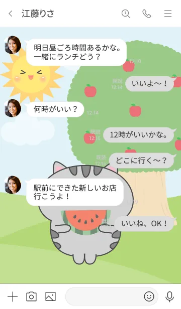 [LINE着せ替え] Happy Grey Cat  Picnic Theme (JP)の画像4