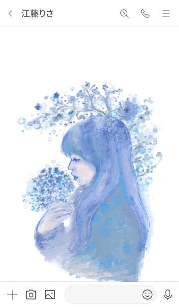 [LINE着せ替え] 青い少女と花の画像3