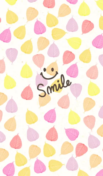 [LINE着せ替え] カラフルピンク葉っぱスマイル-7-の画像1