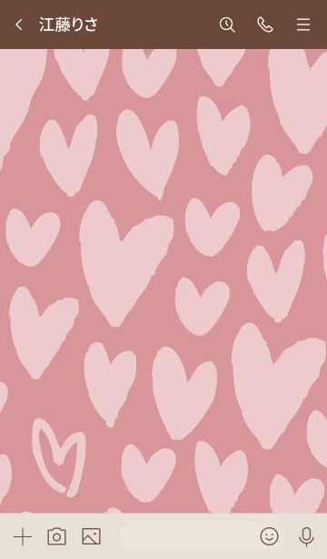 [LINE着せ替え] ハートたくさんくすみピンク4の画像3