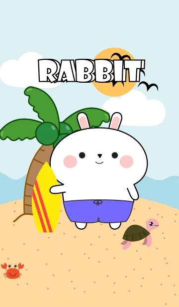 [LINE着せ替え] White Rabbit  On The Beach Theme (JP)の画像1