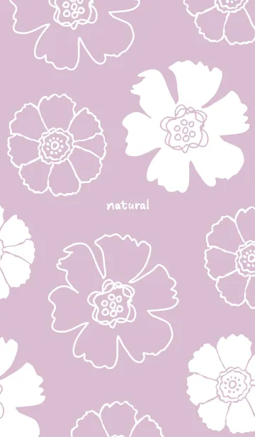 [LINE着せ替え] 2種の白い花パープル3の画像1