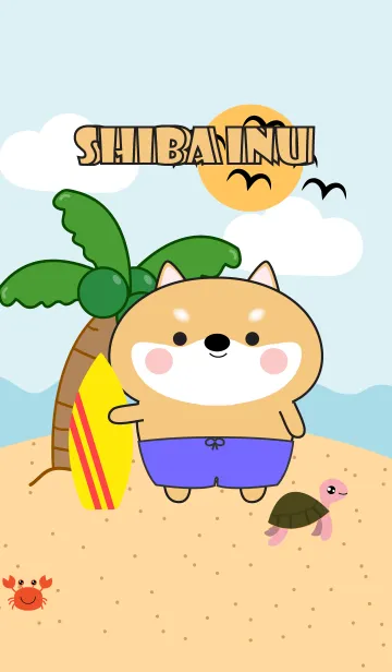 [LINE着せ替え] Shiba Inu  On The Beach Theme (JP)の画像1