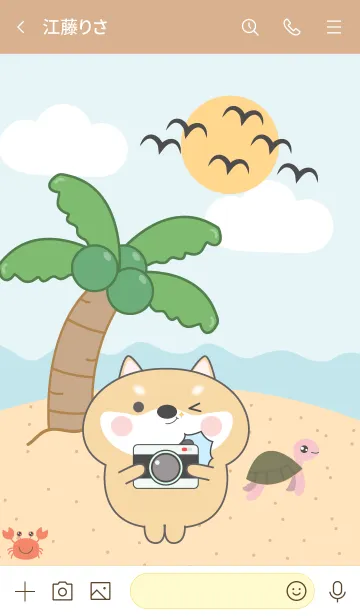 [LINE着せ替え] Shiba Inu  On The Beach Theme (JP)の画像3