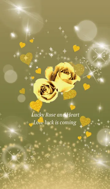[LINE着せ替え] ゴールド : 運気UP！薔薇とハートの画像1