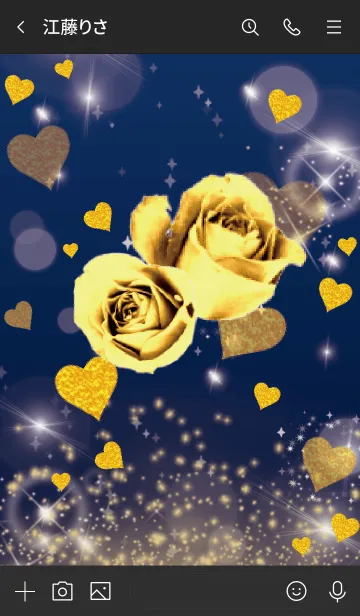 [LINE着せ替え] ネイビー : 運気UP！薔薇とハートの画像3