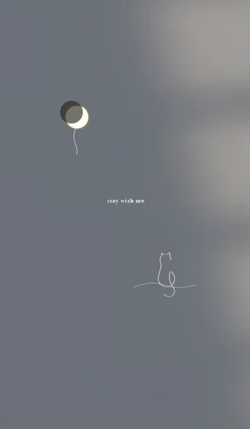 [LINE着せ替え] 月と猫のラインアート white ver.の画像1